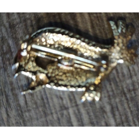 Vintage 60s painted Lot of 2 Fish & Owl Abstract Brooch Pin Enamel Over Metal - Picture 6 of 7